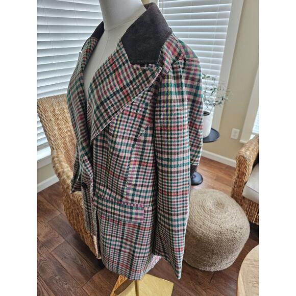 ANTHROPOLOGIE x AVEC LES FILLES Relaxed Plaid Wool Blend Blazer XL Patches - Picture 2 of 12